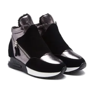 2022 Autumn Winter Shoes Women Suede Leather Boots Fashion Women Sneakers Casual Woman Snow Boots Height Increasing Shoes N045