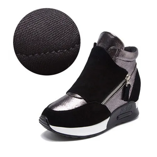 2022 Autumn Winter Shoes Women Suede Leather Boots Fashion Women Sneakers Casual Woman Snow Boots Height Increasing Shoes N045