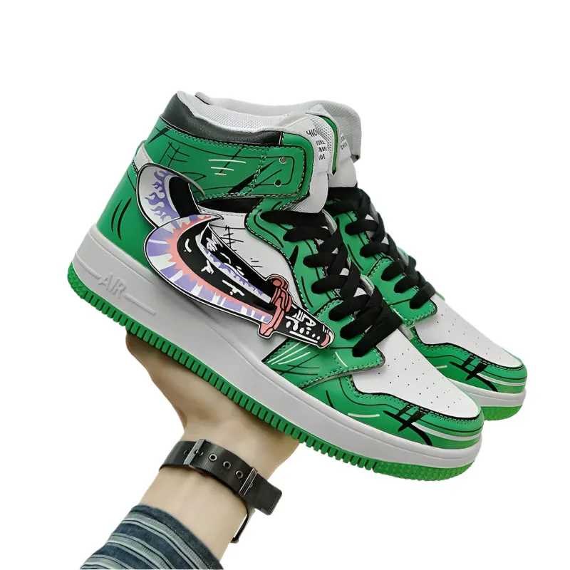 2025 One Piece Luffy Anime Canvas Sneakers – Casual Basketball Shoes, Cartoon Print, Comfortable Flats, Perfect Birthday Gift for Fans