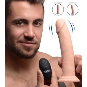 7X Inflatable and Vibrating Remote Control Silicone Dildo - 8 Inch