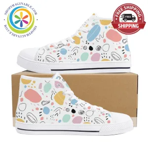 Abstract Pastels Ladies High Top Canvas Shoes
