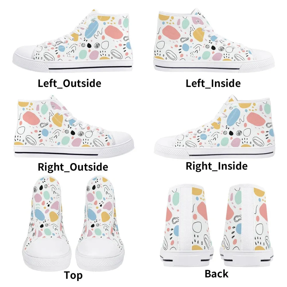 Abstract Pastels Ladies High Top Canvas Shoes