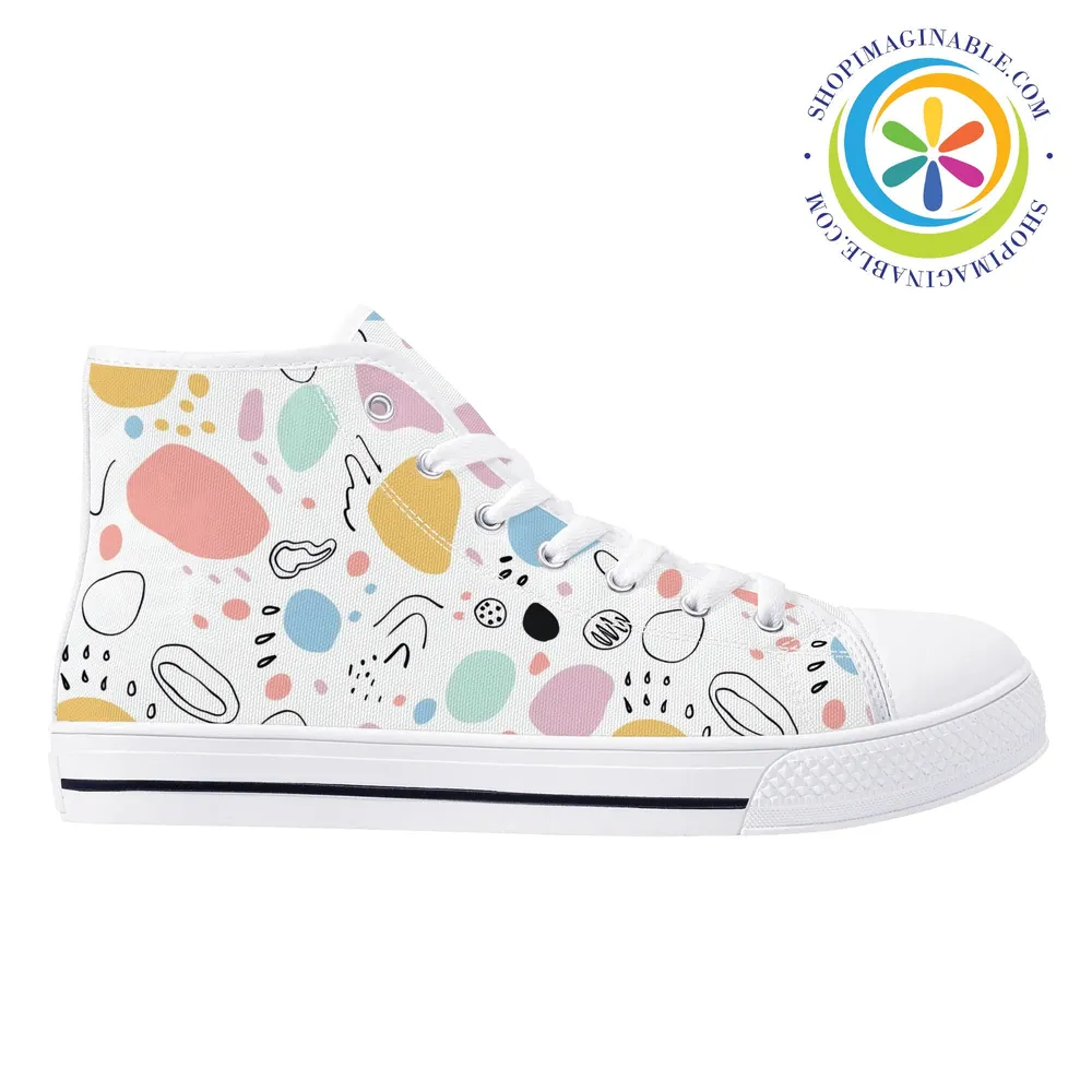 Abstract Pastels Ladies High Top Canvas Shoes