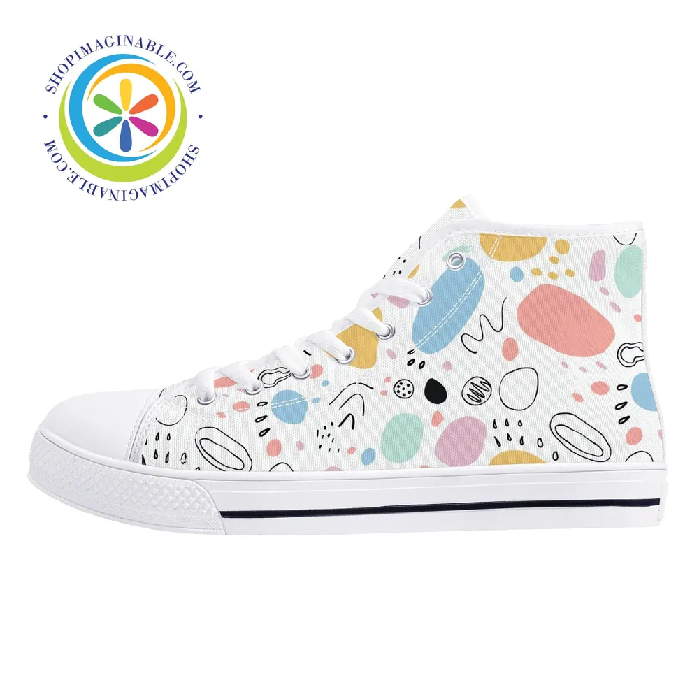 Abstract Pastels Ladies High Top Canvas Shoes