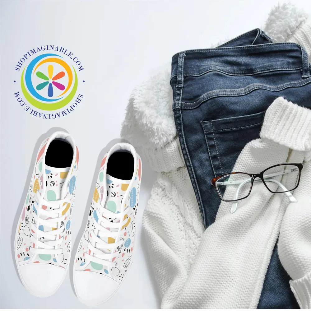 Abstract Pastels Ladies High Top Canvas Shoes