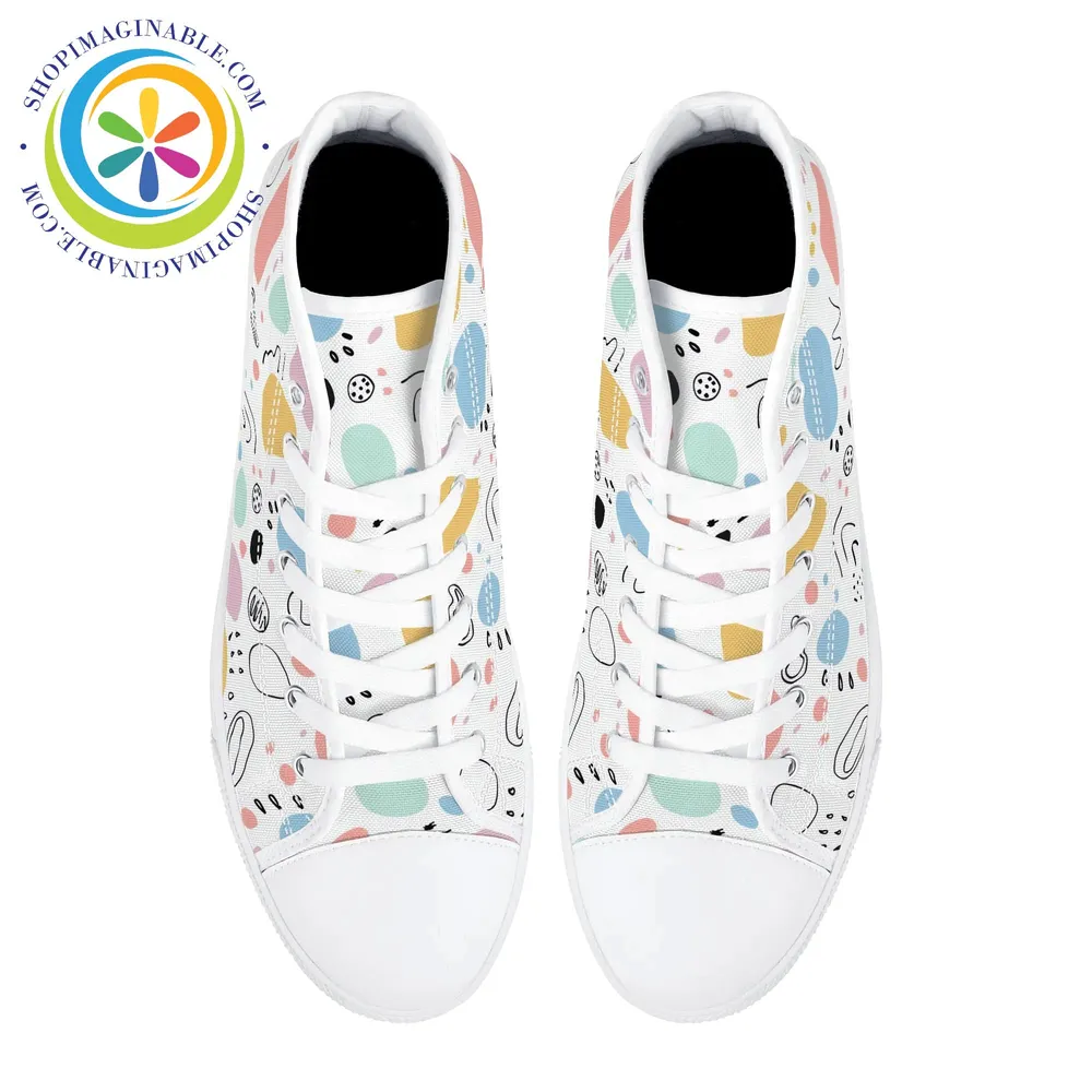 Abstract Pastels Ladies High Top Canvas Shoes