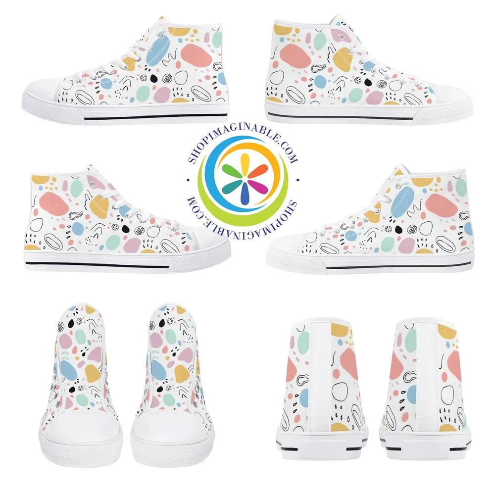 Abstract Pastels Ladies High Top Canvas Shoes