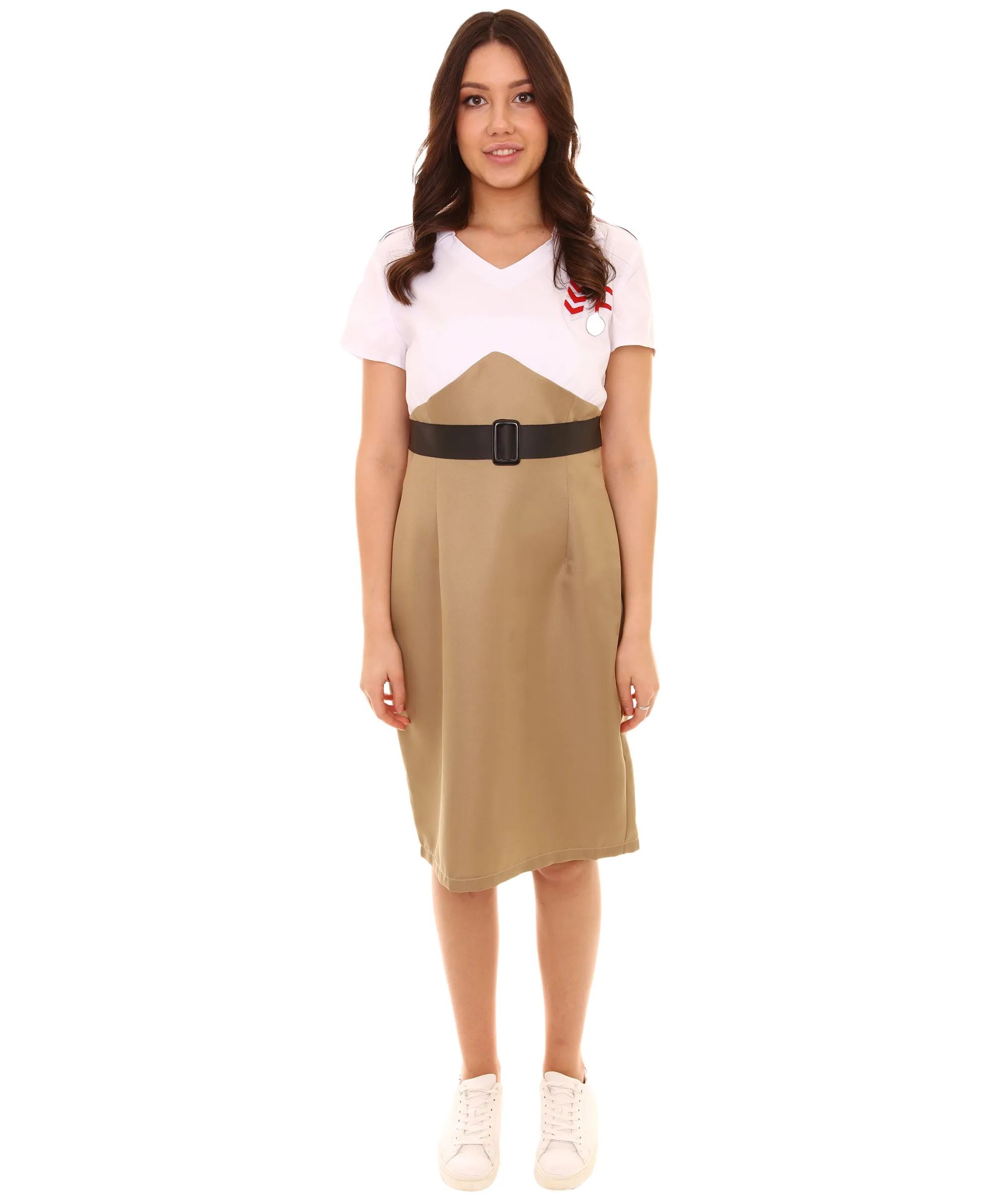 Adult Women Army Costume | White & Golden Cosplay Costume
