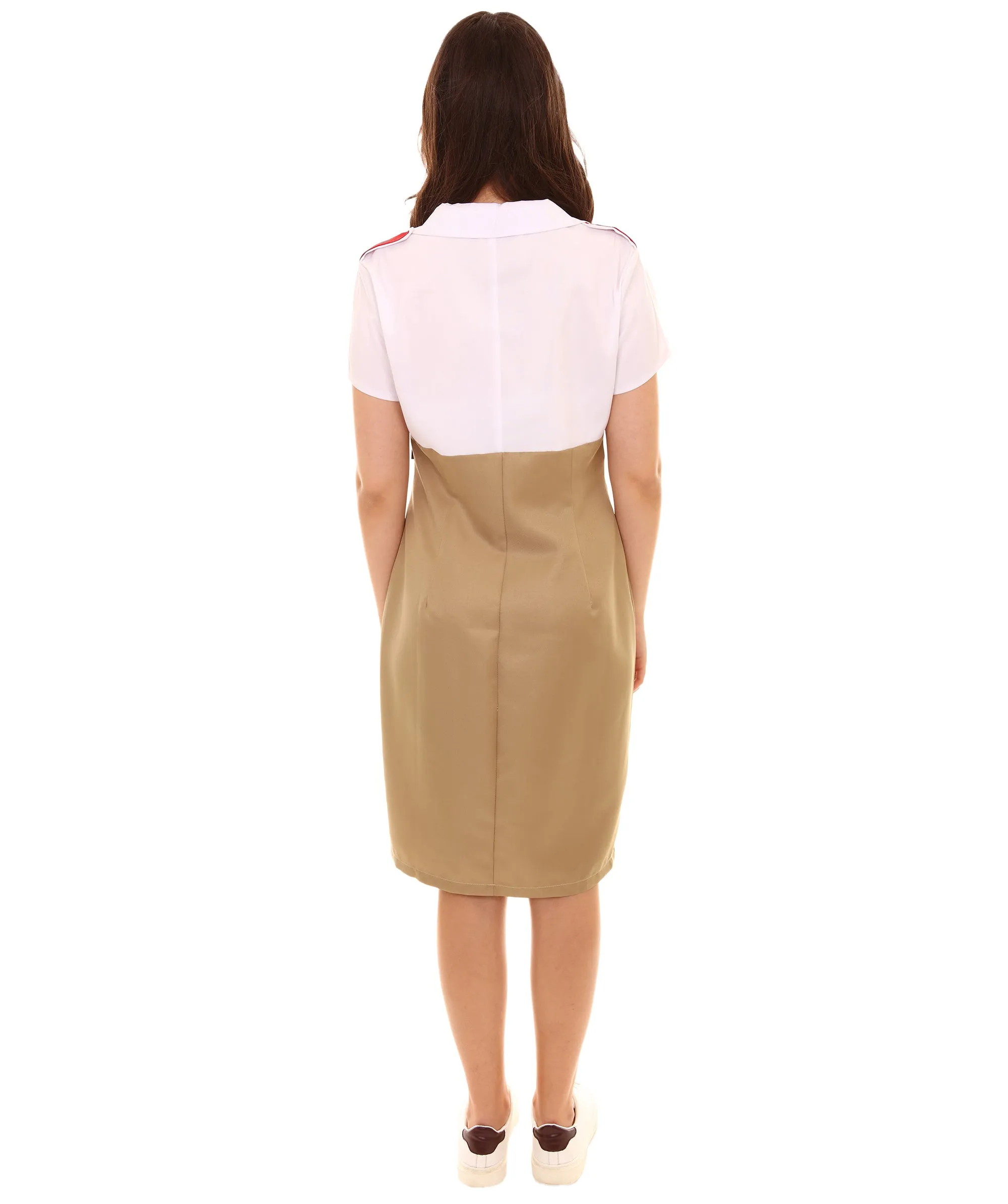 Adult Women Army Costume | White & Golden Cosplay Costume