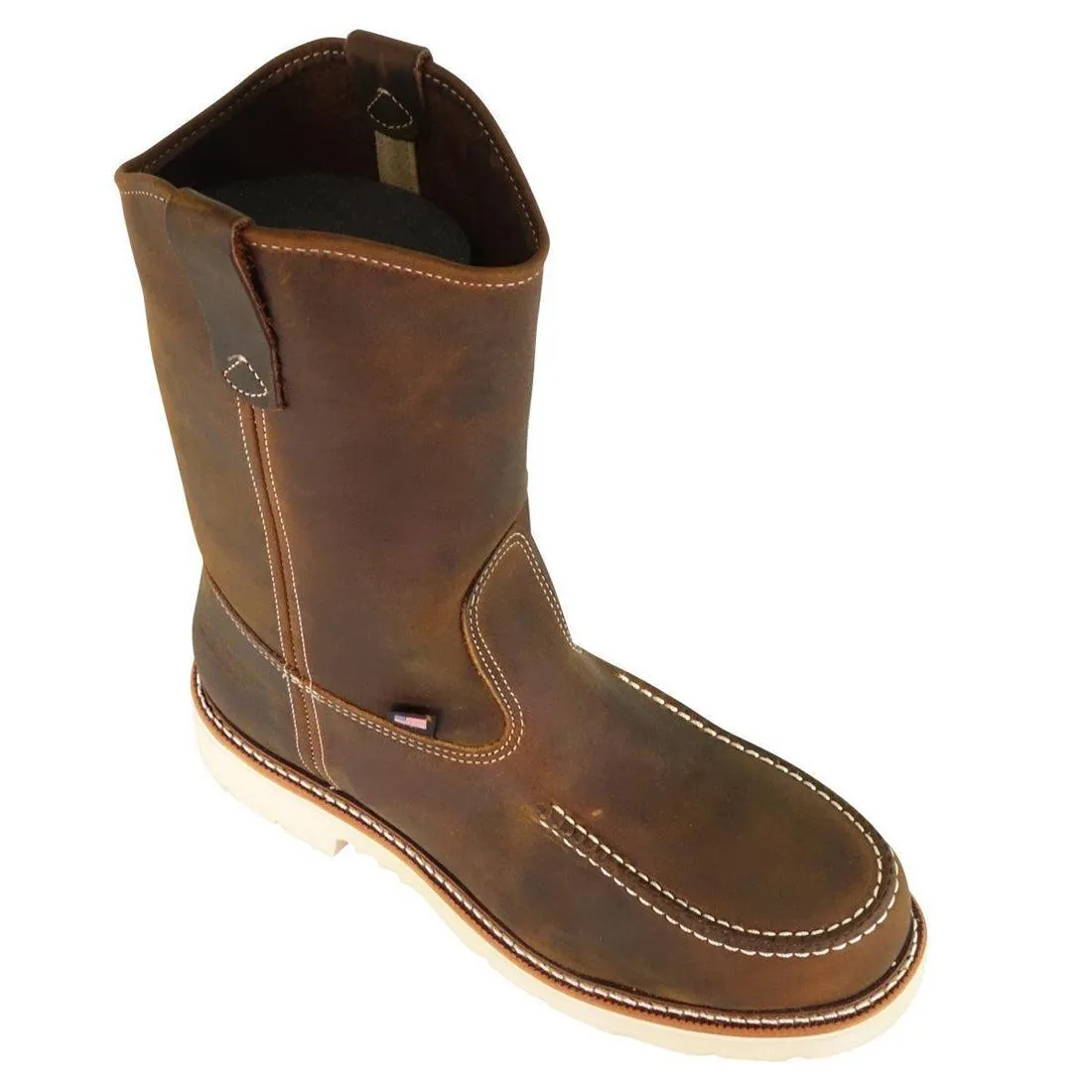 American Heritage 11" Trail Crazy Horse Steel Toe Moc Toe Pull-On Boot