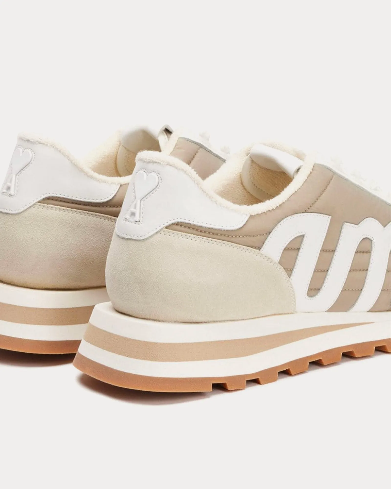 Ami Rush Beige / White Low Top Sneakers