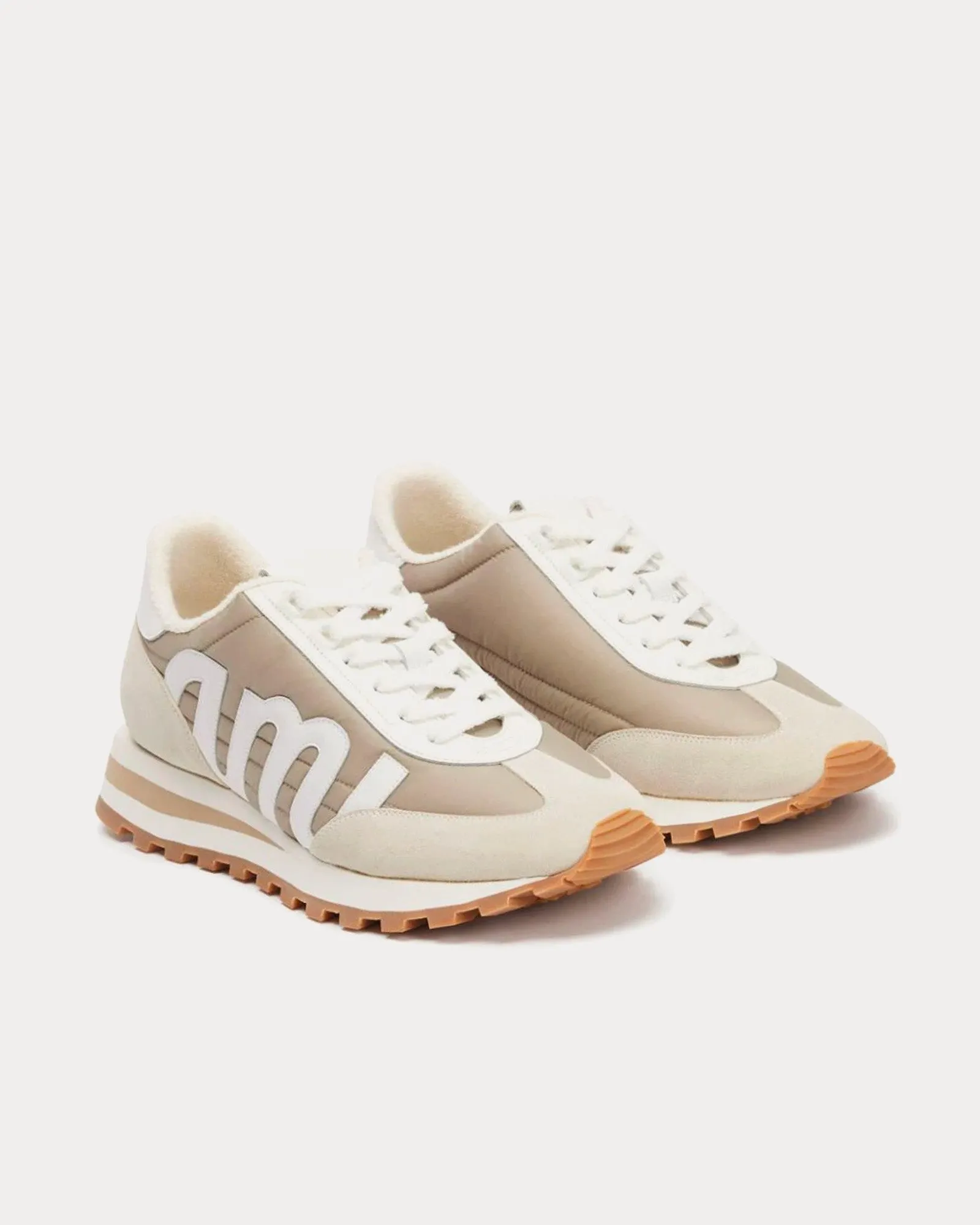 Ami Rush Beige / White Low Top Sneakers