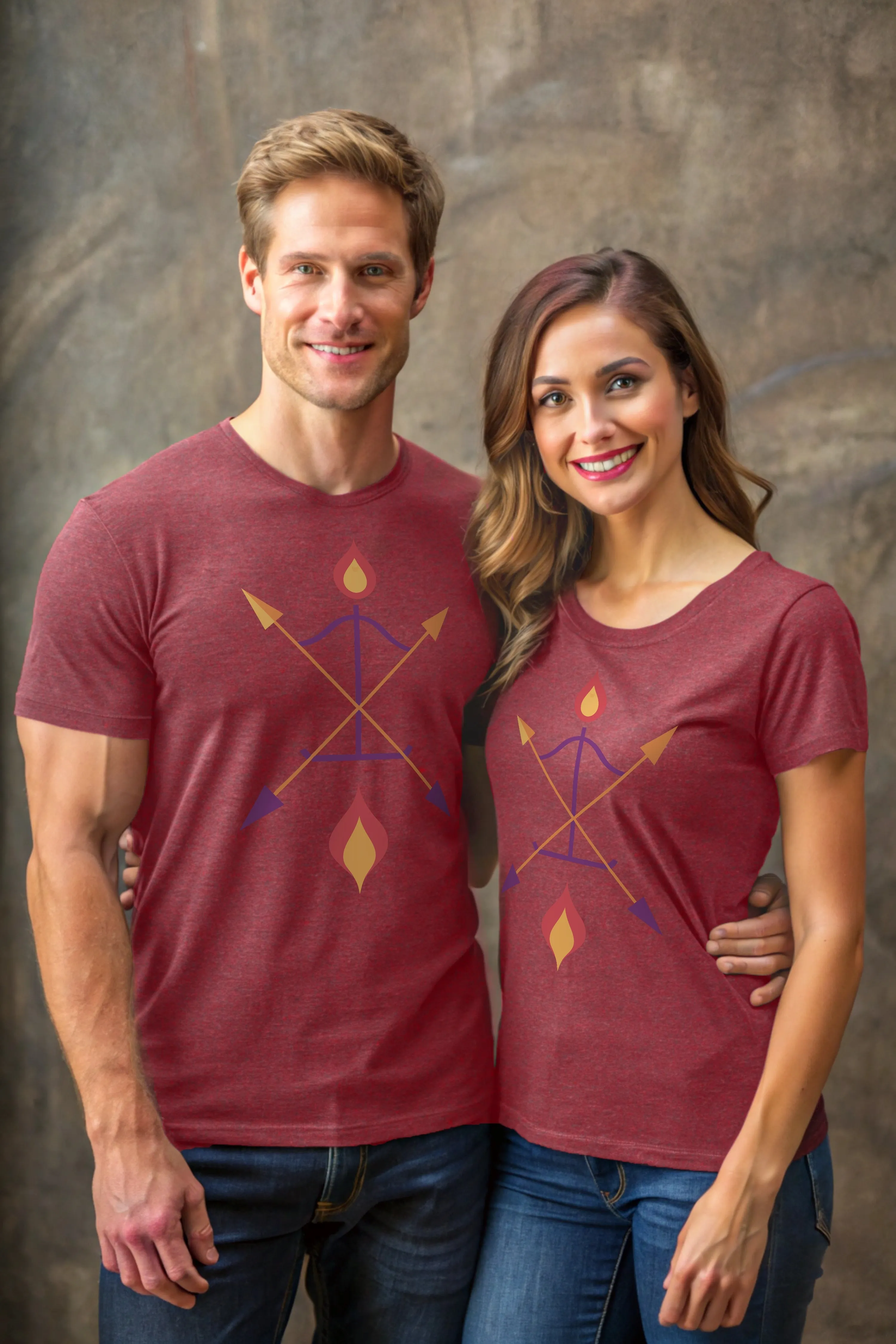 Arch and Aim - Eco Blend Cotton Maroon Crewneck Half Sleeve Unisex T-shirt