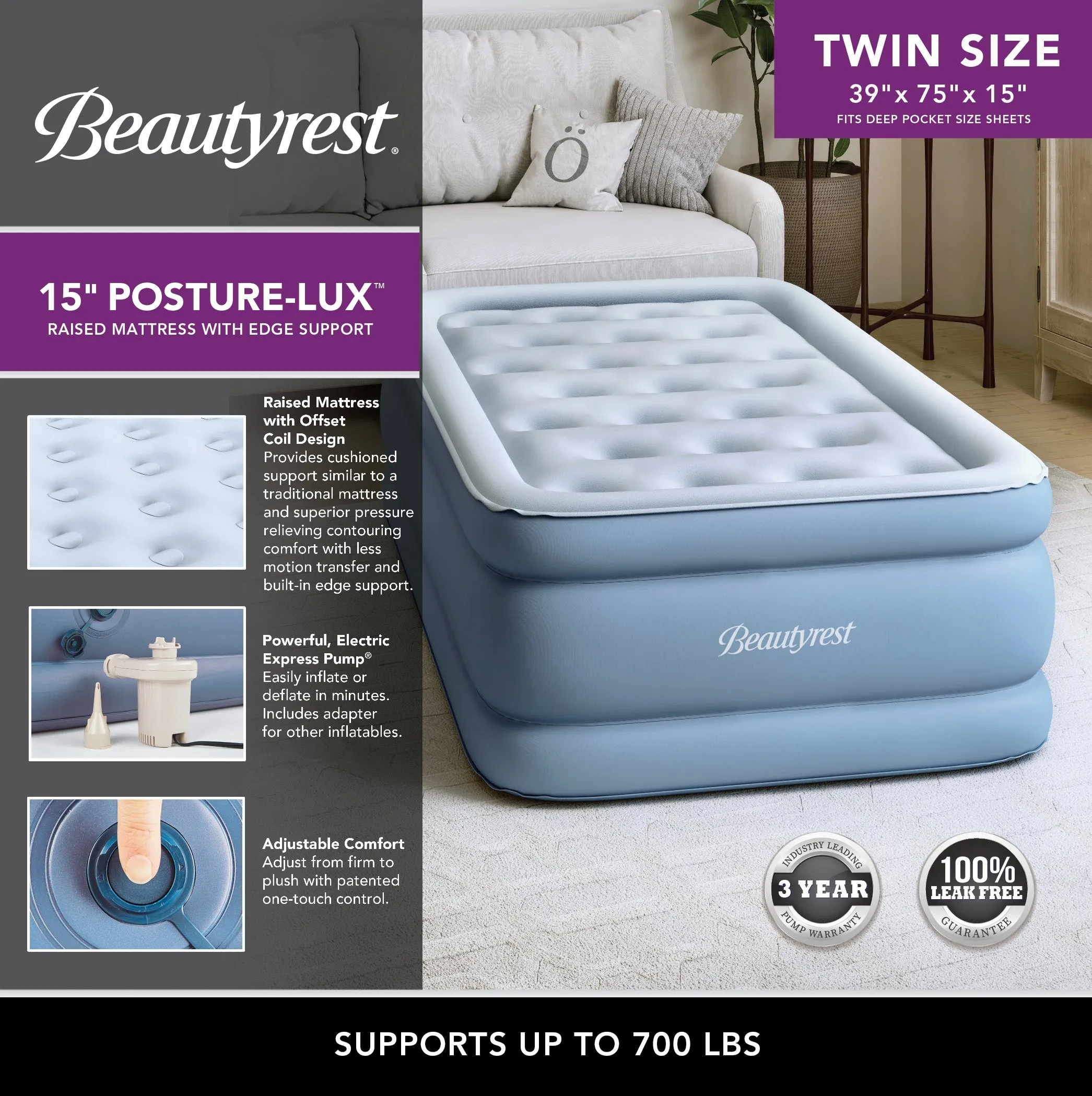 Beautyrest® Posture-Lux™ Air Mattress