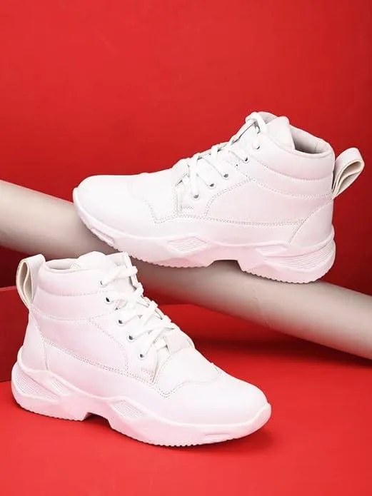 Beebox Casual White Boots Shoes For Men's And Boys