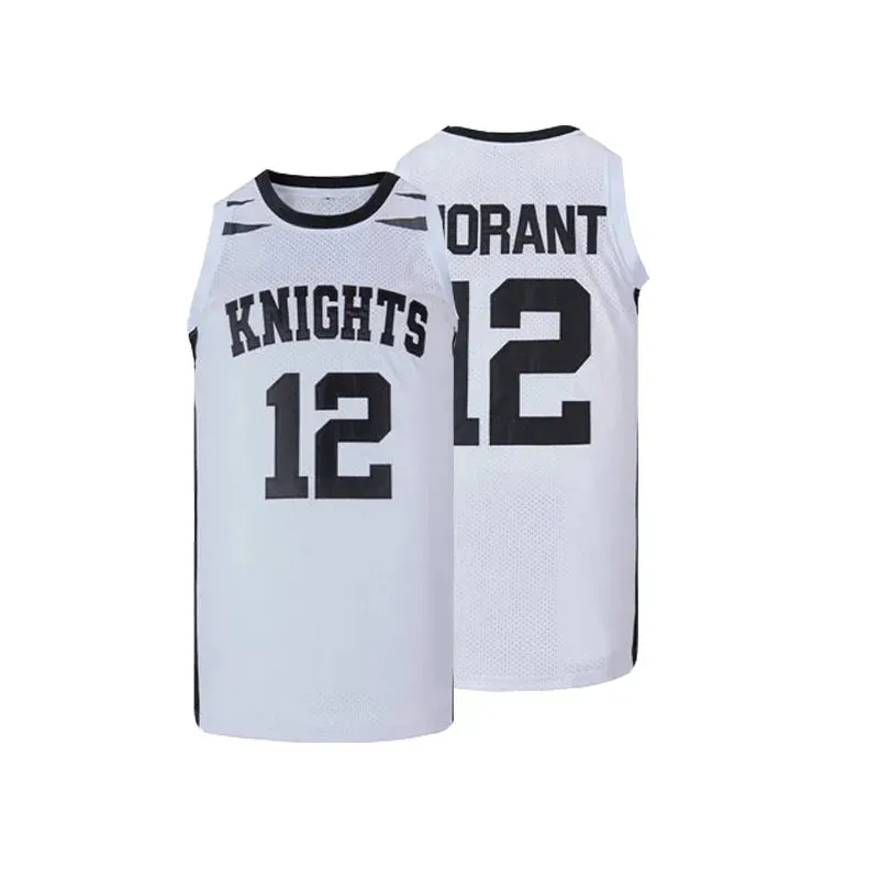 BG Basketball Jerseys KNIGHTS 12 MORANT Jersey Sewing Embroidery High-Quality Outdoor Sports Hip Hop White Black  New