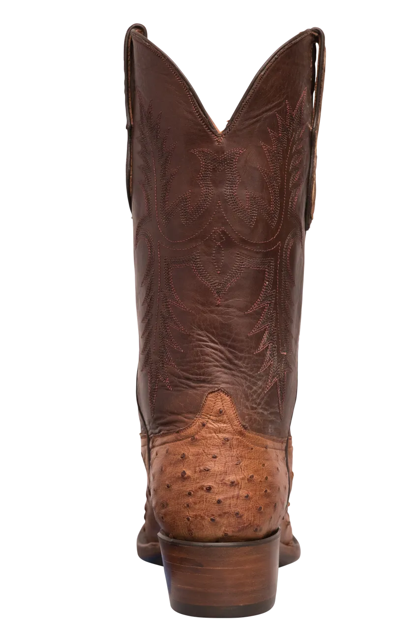 Black Jack Burnished Full Quill Ostrich Cowboy Boots - Cigar