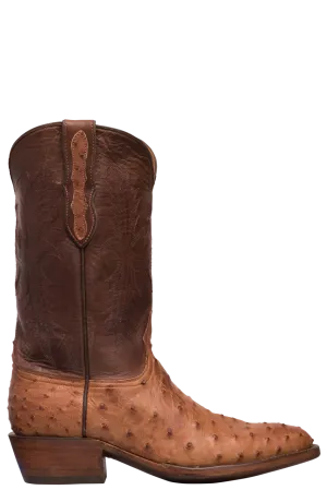 Black Jack Burnished Full Quill Ostrich Cowboy Boots - Cigar