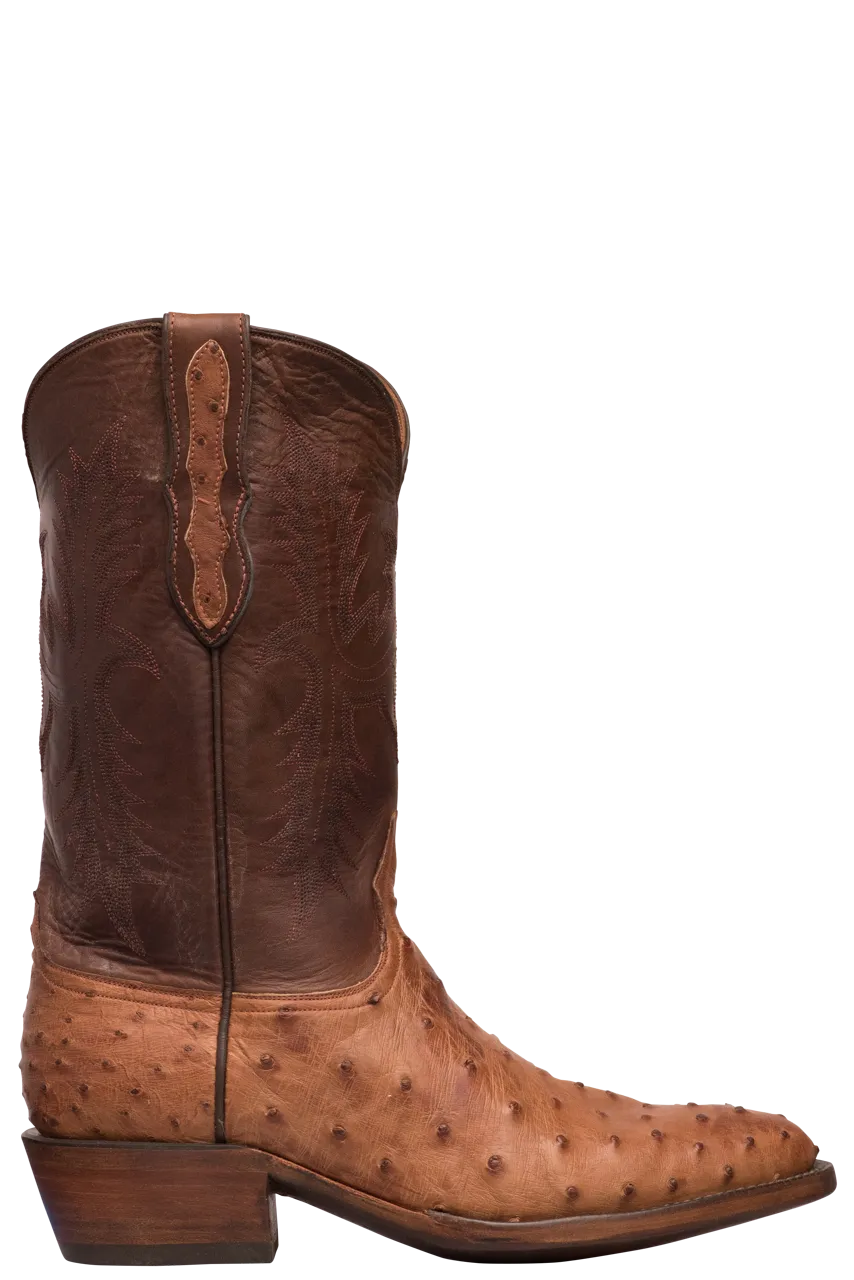 Black Jack Burnished Full Quill Ostrich Cowboy Boots - Cigar