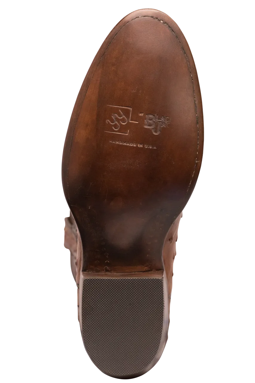 Black Jack Burnished Full Quill Ostrich Cowboy Boots - Cigar