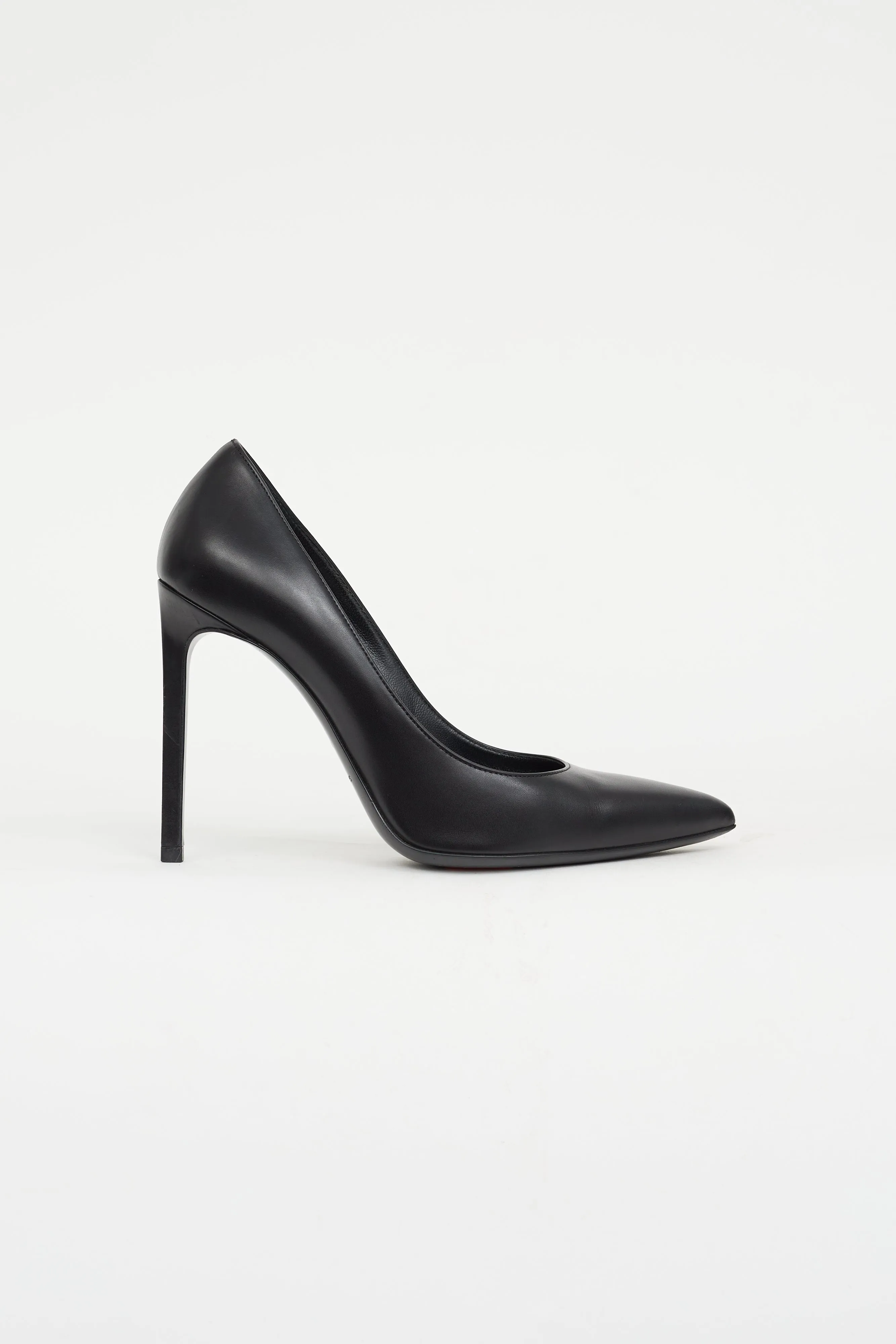 Black Leather Pointed Toe Pump