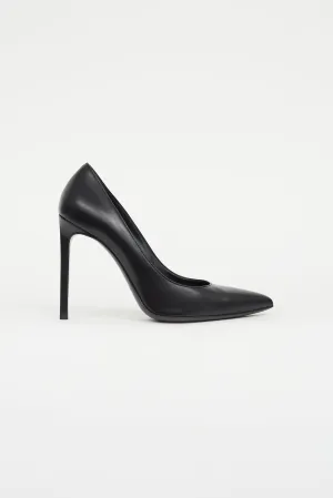 Black Leather Pointed Toe Pump