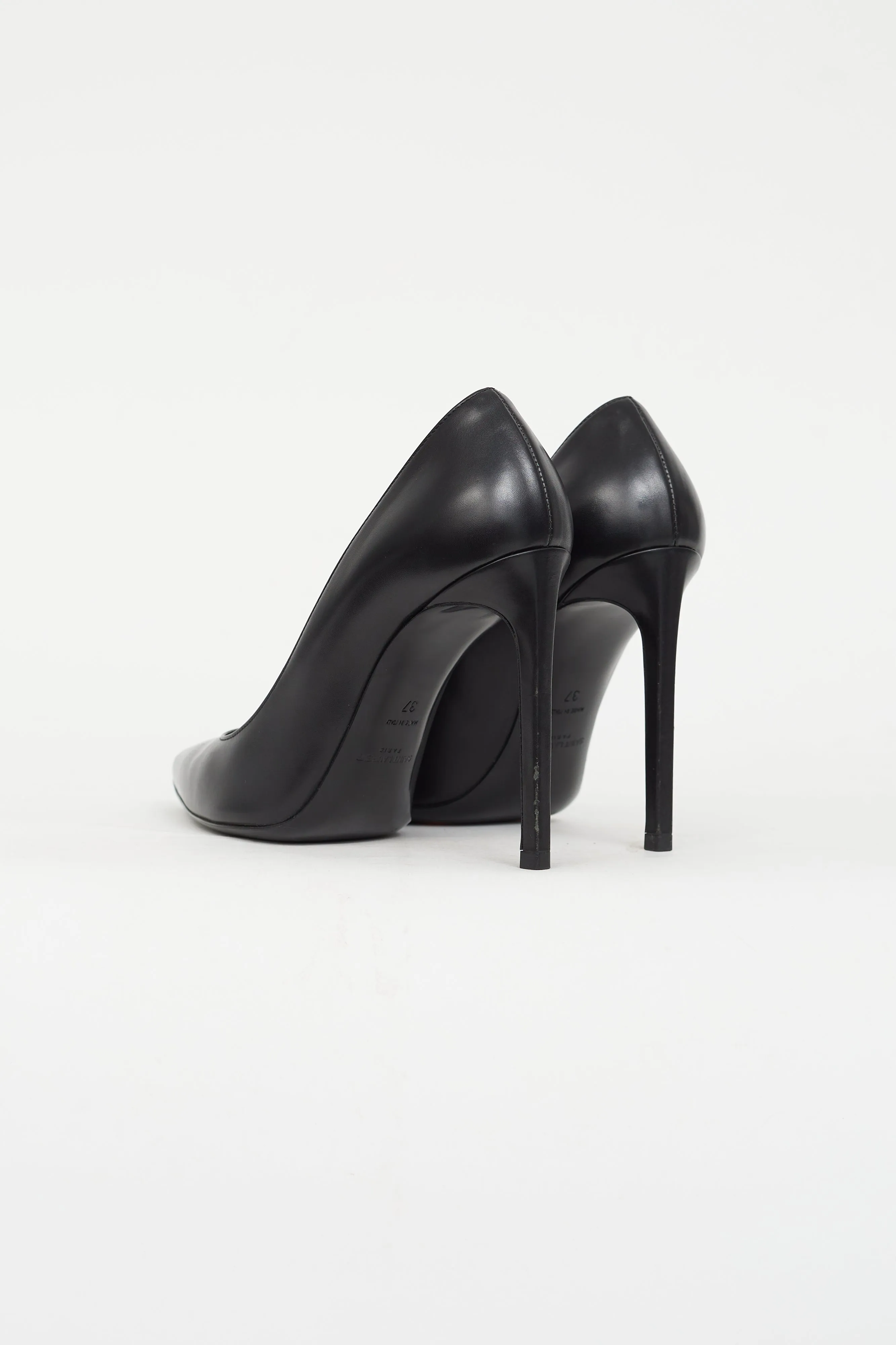 Black Leather Pointed Toe Pump