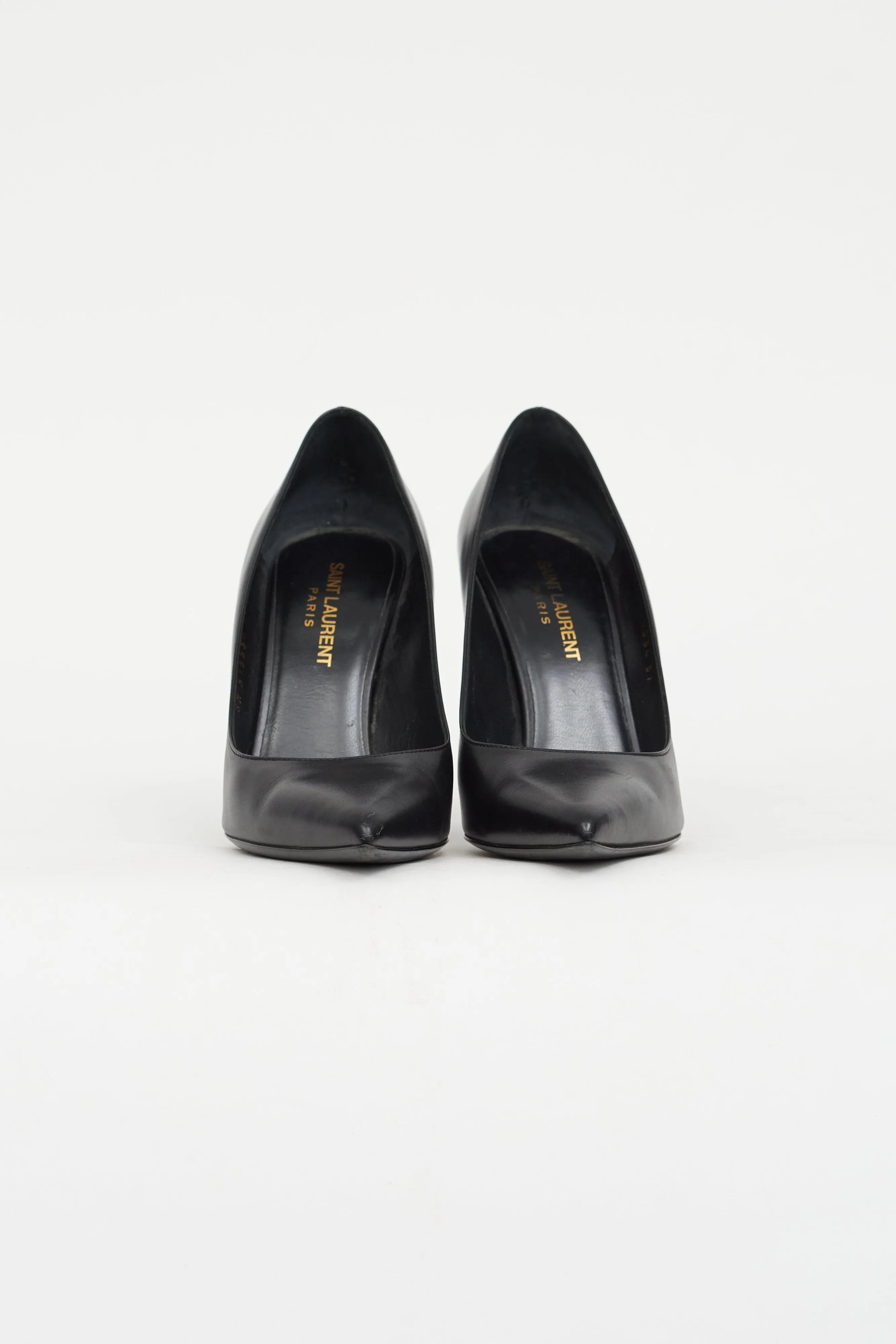 Black Leather Pointed Toe Pump