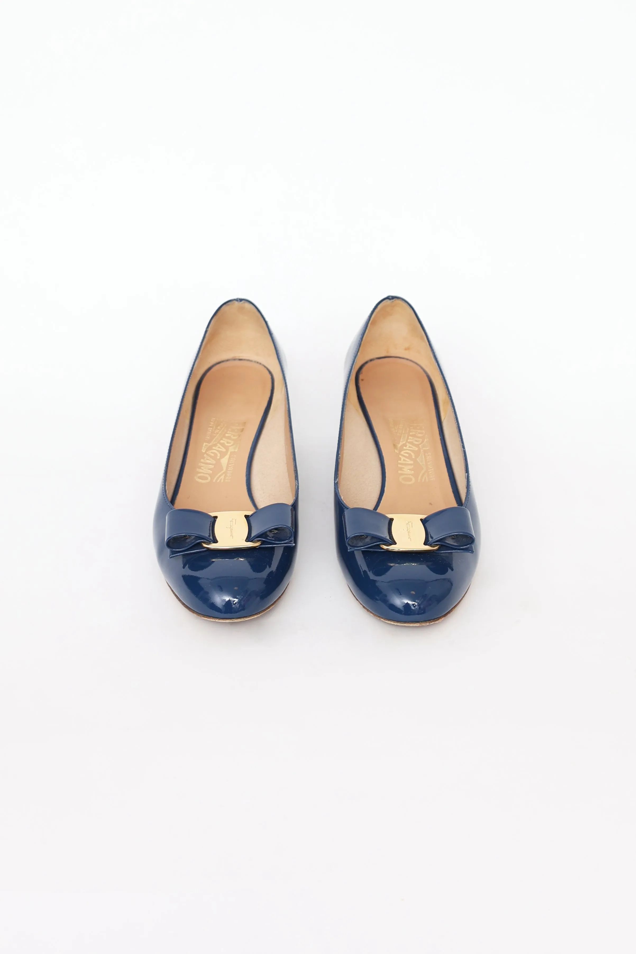 Blue Patent Leather Varabow Pump