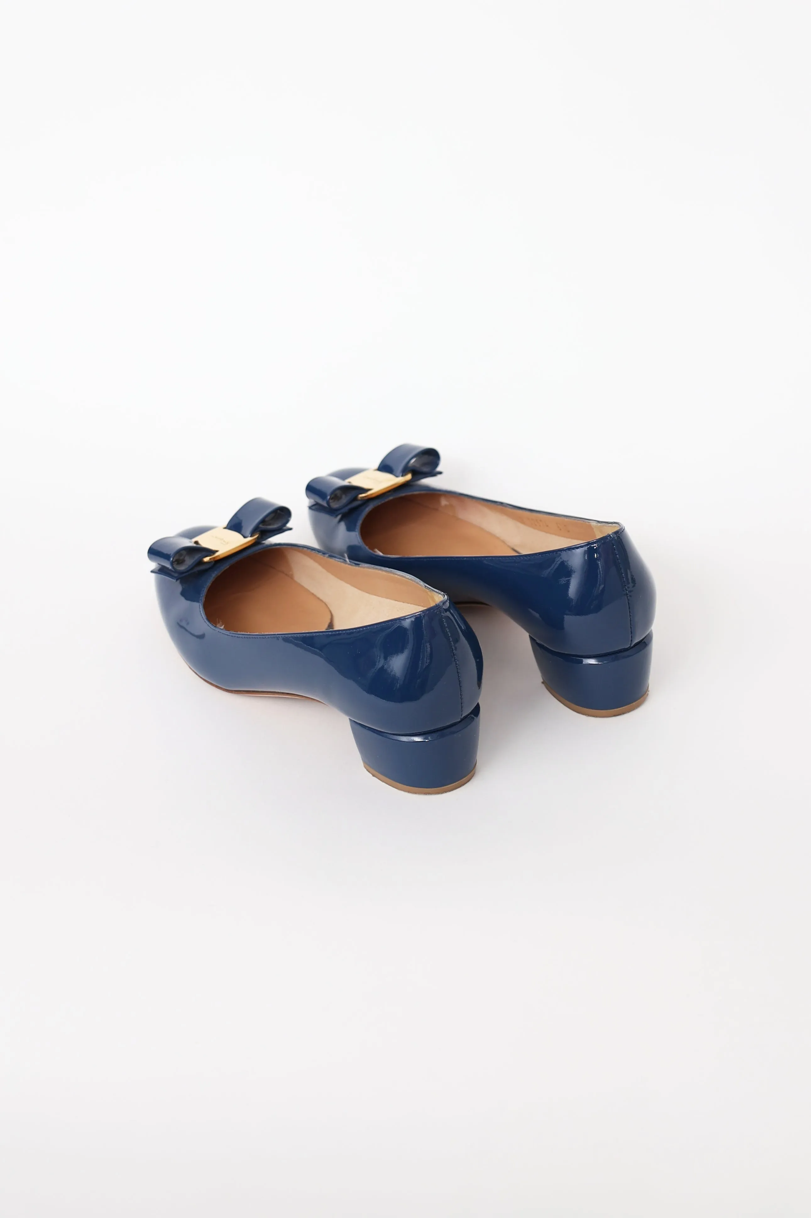 Blue Patent Leather Varabow Pump