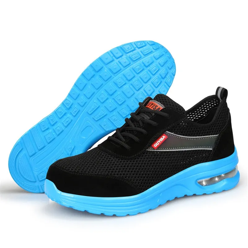 Breathable Summer Men Work Safety Shoes Anti-smashing Steel Toe Cap Working Boots Construction Indestructible Work Sneakers