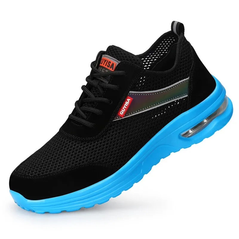 Breathable Summer Men Work Safety Shoes Anti-smashing Steel Toe Cap Working Boots Construction Indestructible Work Sneakers