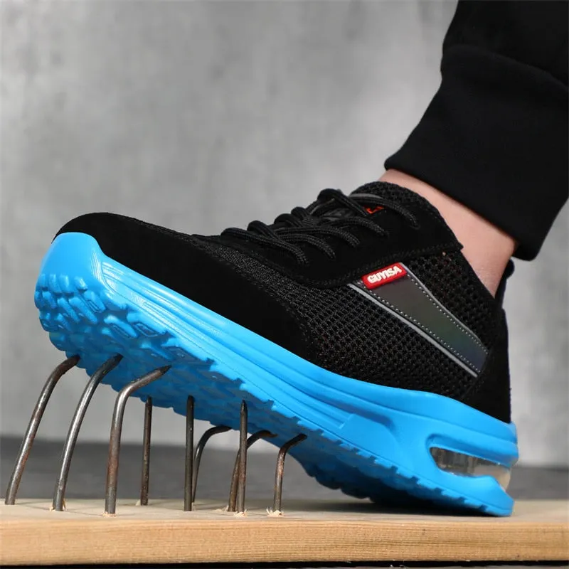 Breathable Summer Men Work Safety Shoes Anti-smashing Steel Toe Cap Working Boots Construction Indestructible Work Sneakers