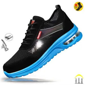 Breathable Summer Men Work Safety Shoes Anti-smashing Steel Toe Cap Working Boots Construction Indestructible Work Sneakers