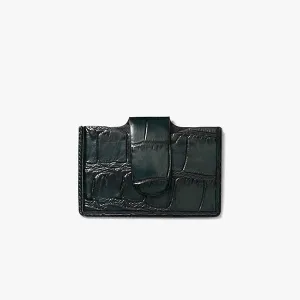 Business Card Case - Embossed Croc :: Dark Green