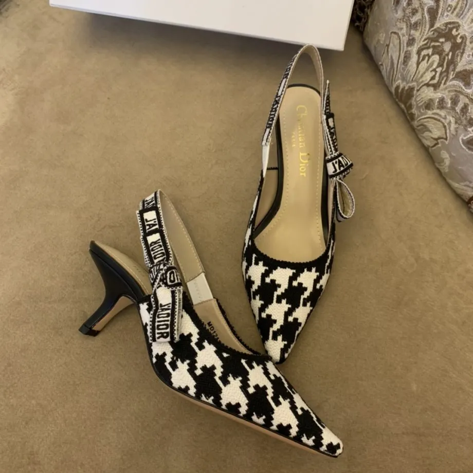 CD J'Ador Slingback Pump Black And White For Women 2.6 in / 6.5 cm