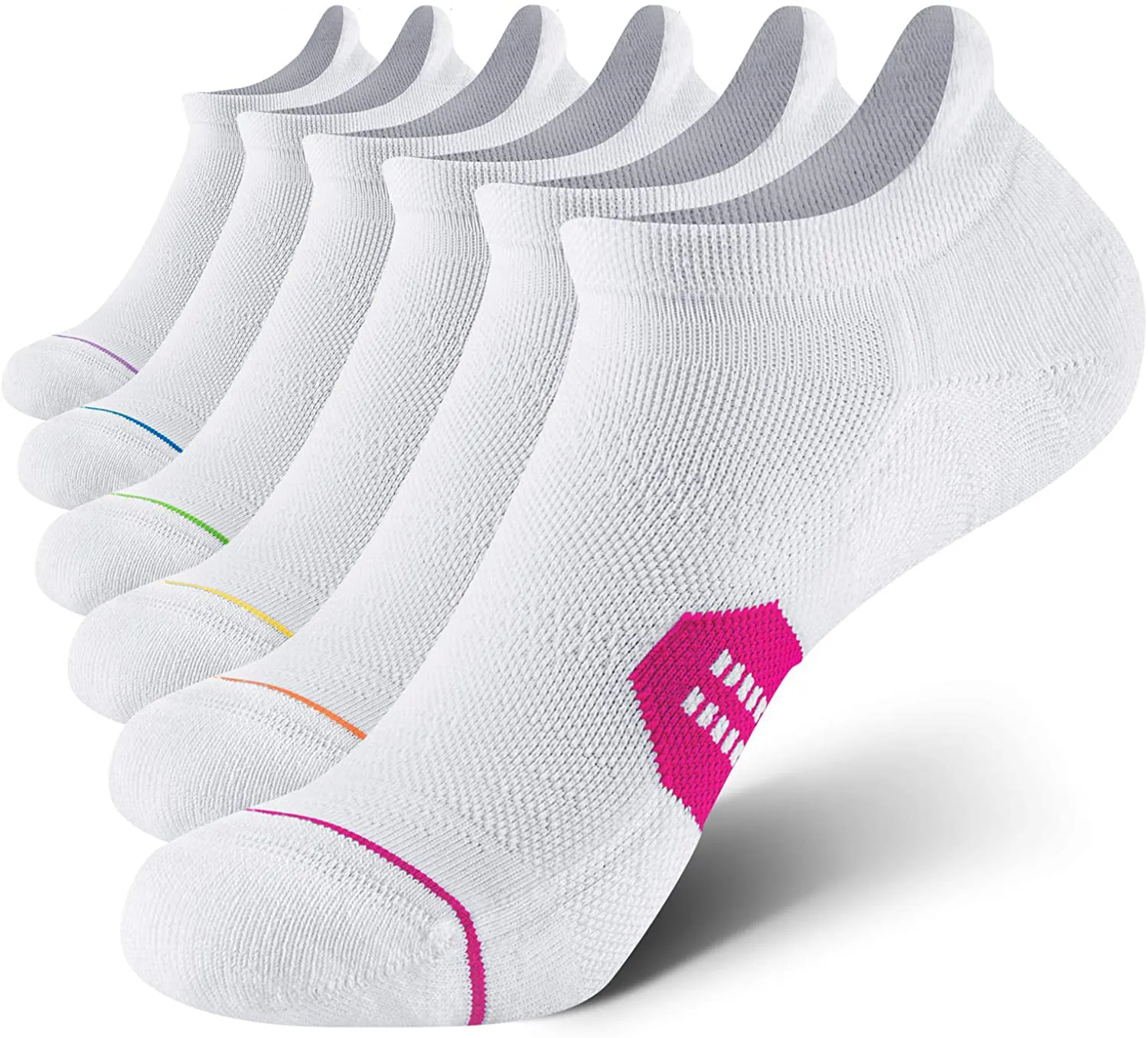 CelerSport 6 Pack Women's Ankle Running Socks Cushioned Low Cut Tab Athletic Socks