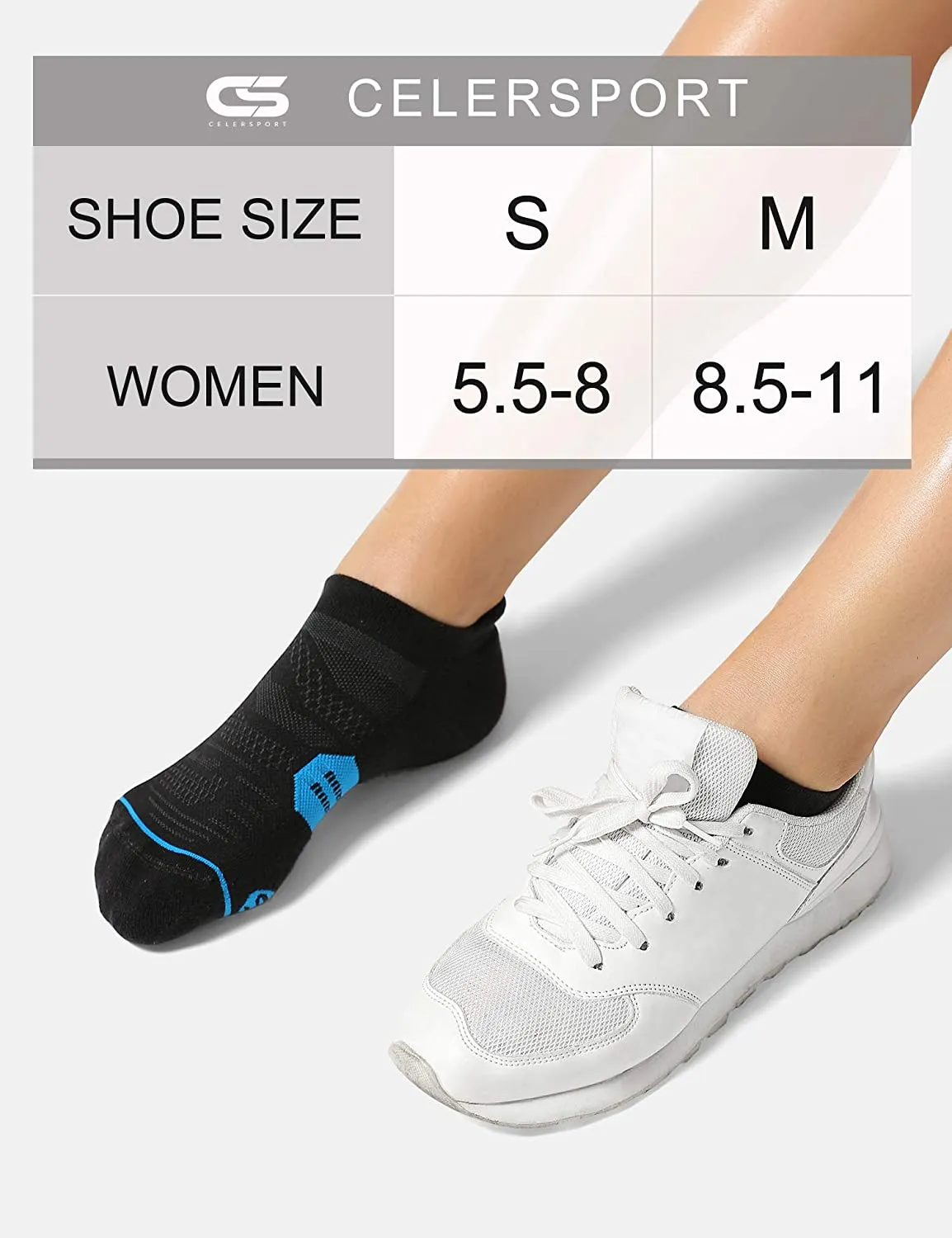 CelerSport 6 Pack Women's Ankle Running Socks Cushioned Low Cut Tab Athletic Socks