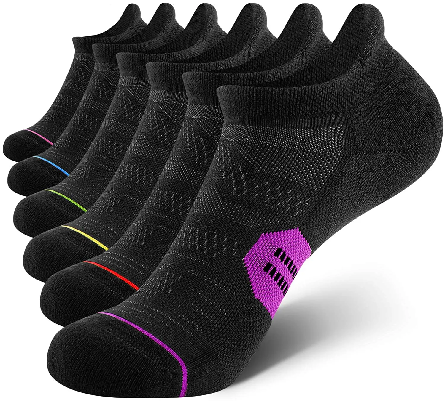 CelerSport 6 Pack Women's Ankle Running Socks Cushioned Low Cut Tab Athletic Socks