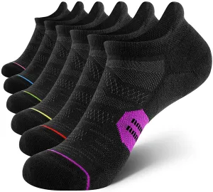 CelerSport 6 Pack Women's Ankle Running Socks Cushioned Low Cut Tab Athletic Socks