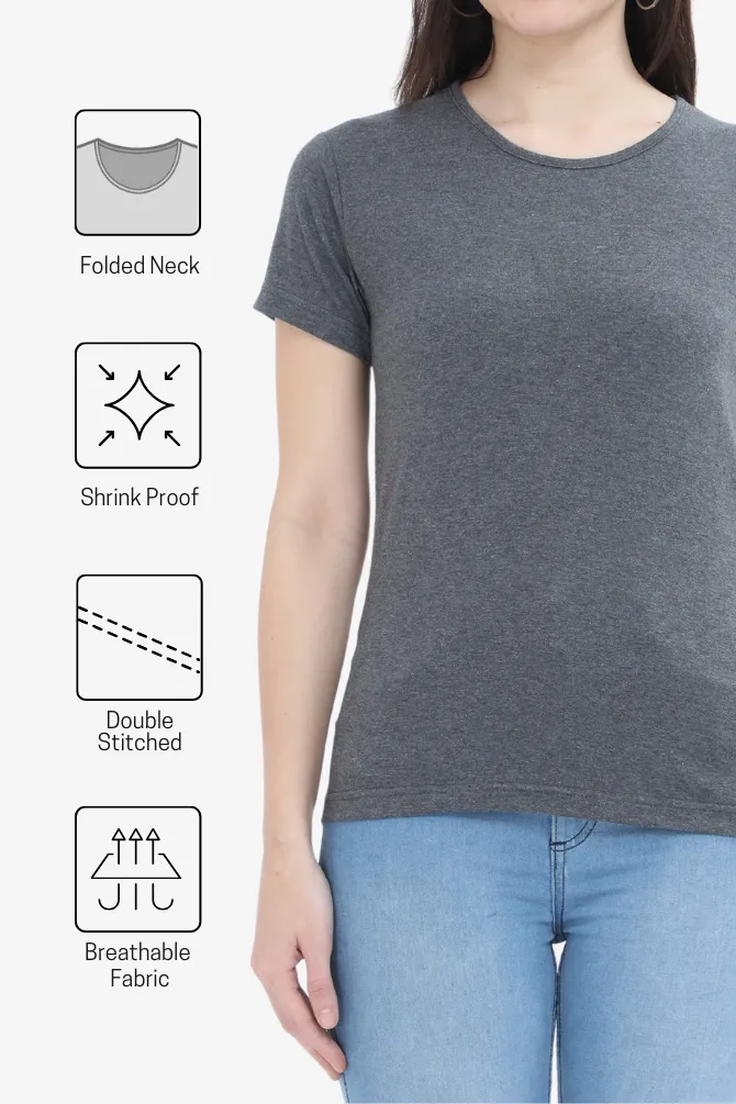 Charcoal Melange Scoop Neck T-shirt for women