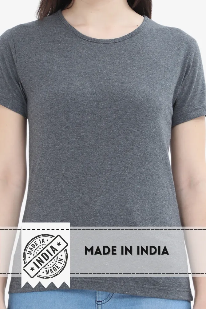 Charcoal Melange Scoop Neck T-shirt for women