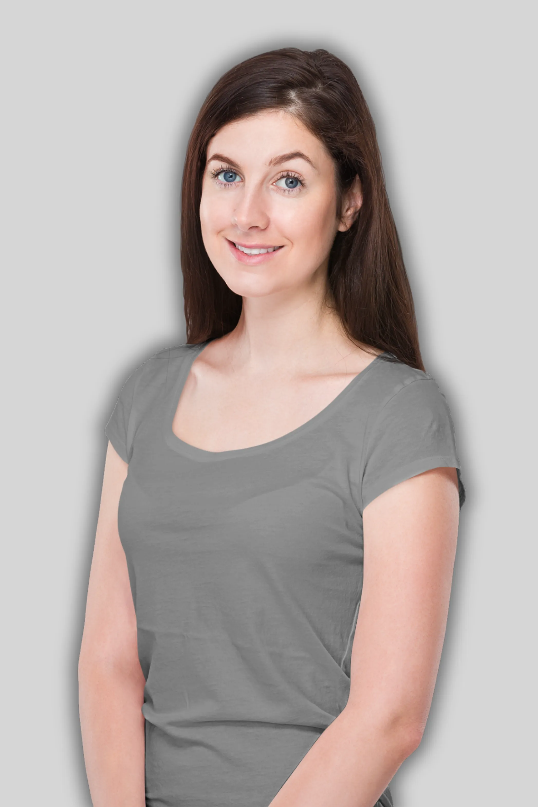 Charcoal Melange Scoop Neck T-shirt for women