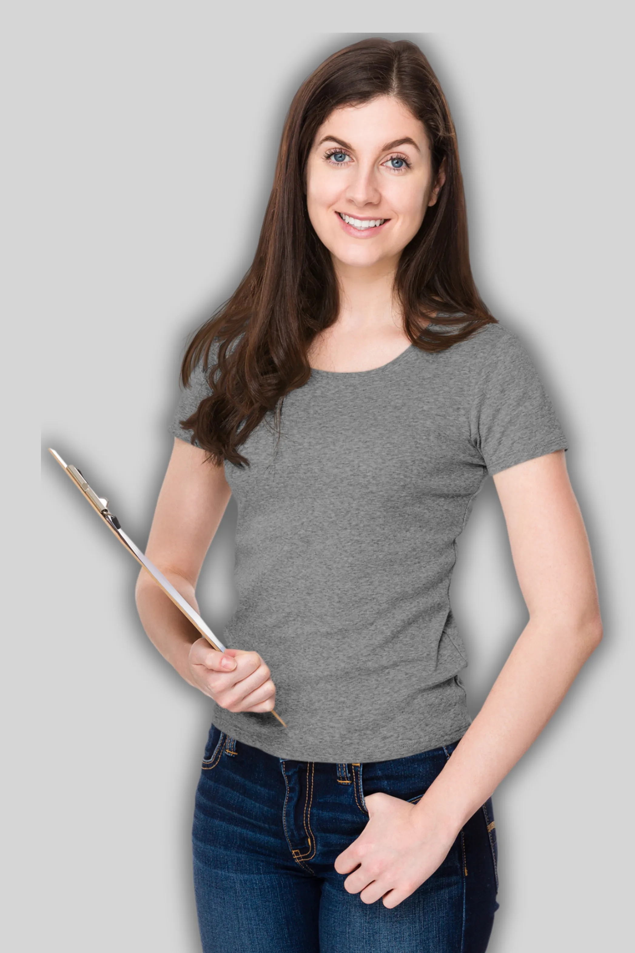 Charcoal Melange Scoop Neck T-shirt for women