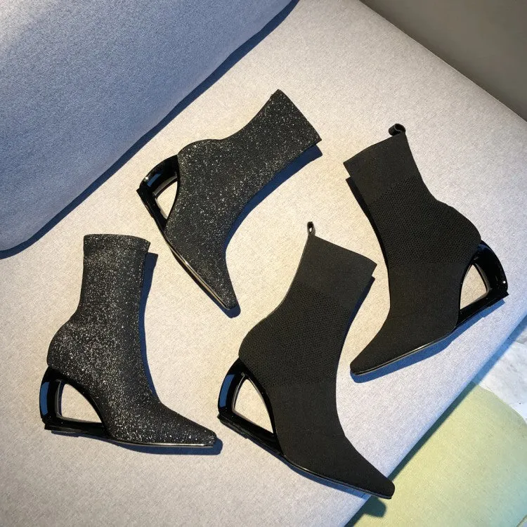 Chic Pointy Toe Elastic Ankle Boots - High Heel Elegance for Every Occasion