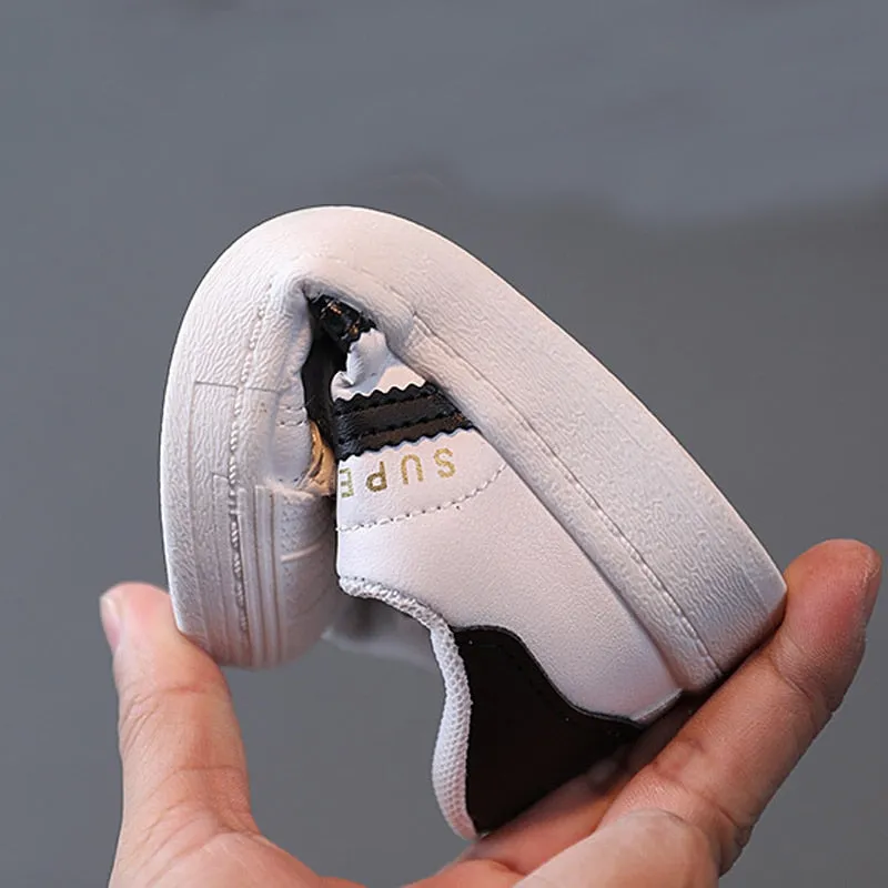 Children's Sneakers Kids Fashion Design White Non-slip Casual Shoes Hook Breathable Sneakers