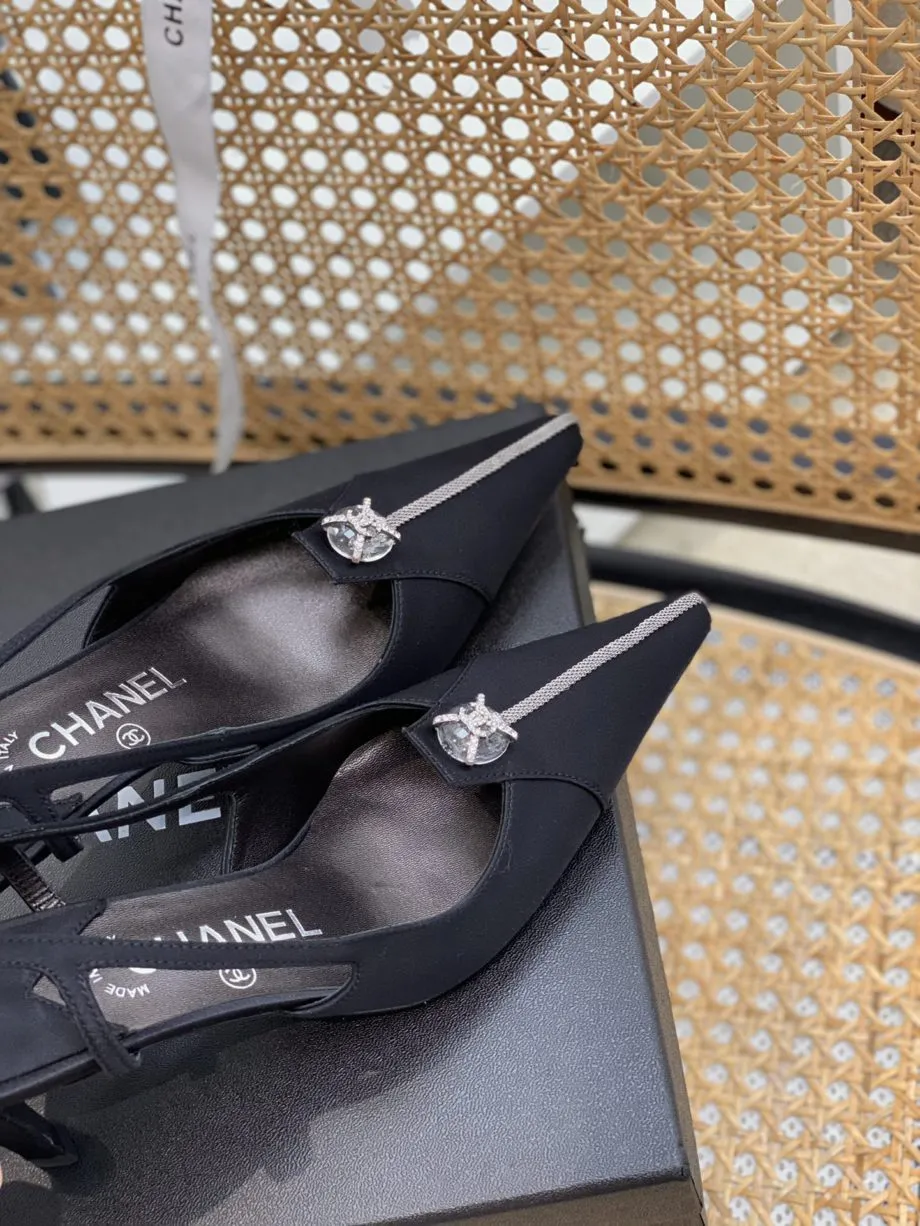 CHL Women's Pumps Heels Satin Black For Women 3in/7.6cm