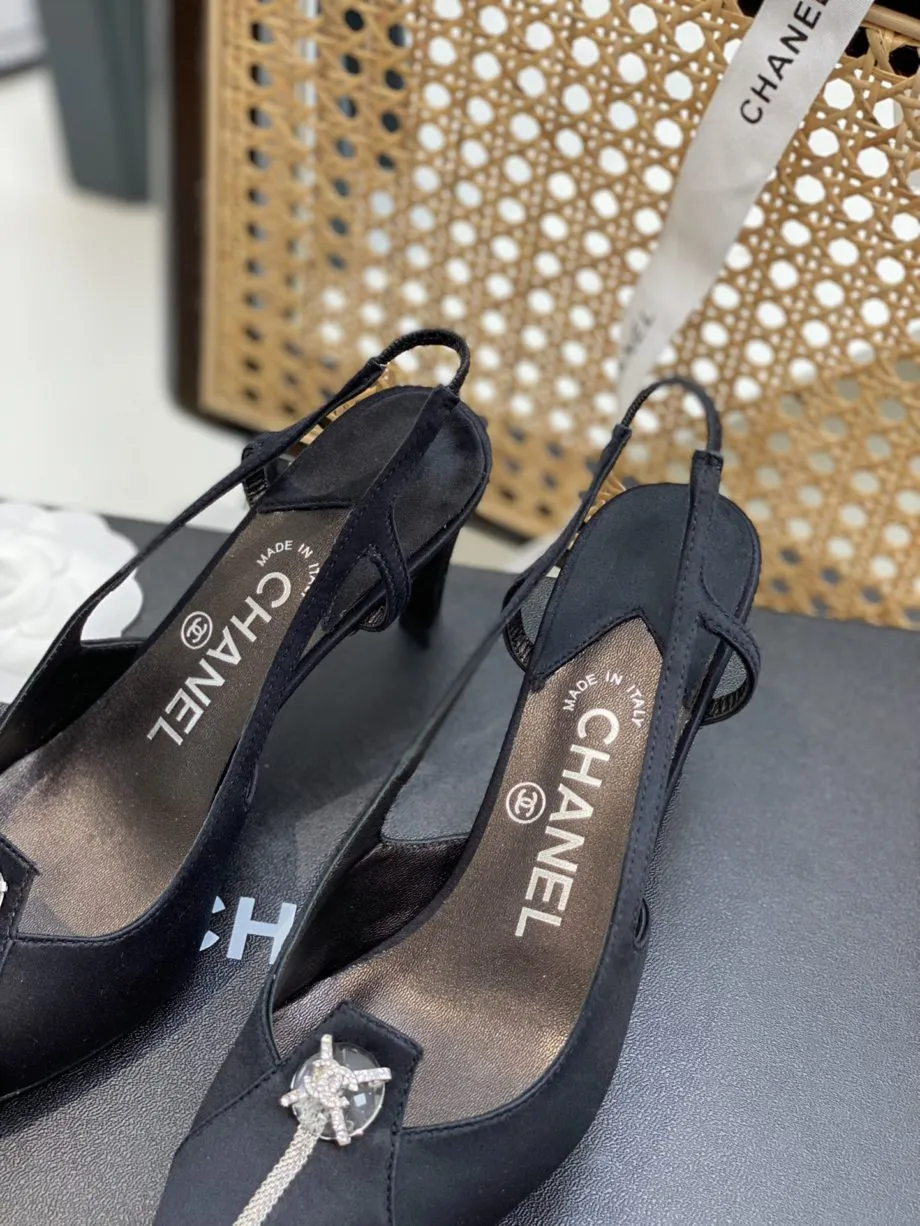 CHL Women's Pumps Heels Satin Black For Women 3in/7.6cm
