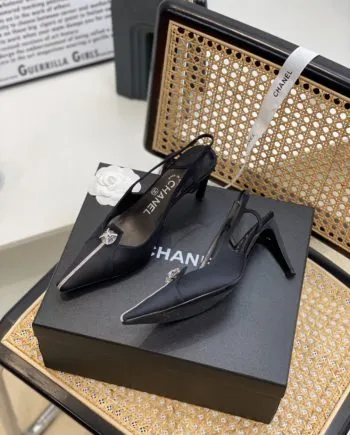 CHL Women's Pumps Heels Satin Black For Women 3in/7.6cm