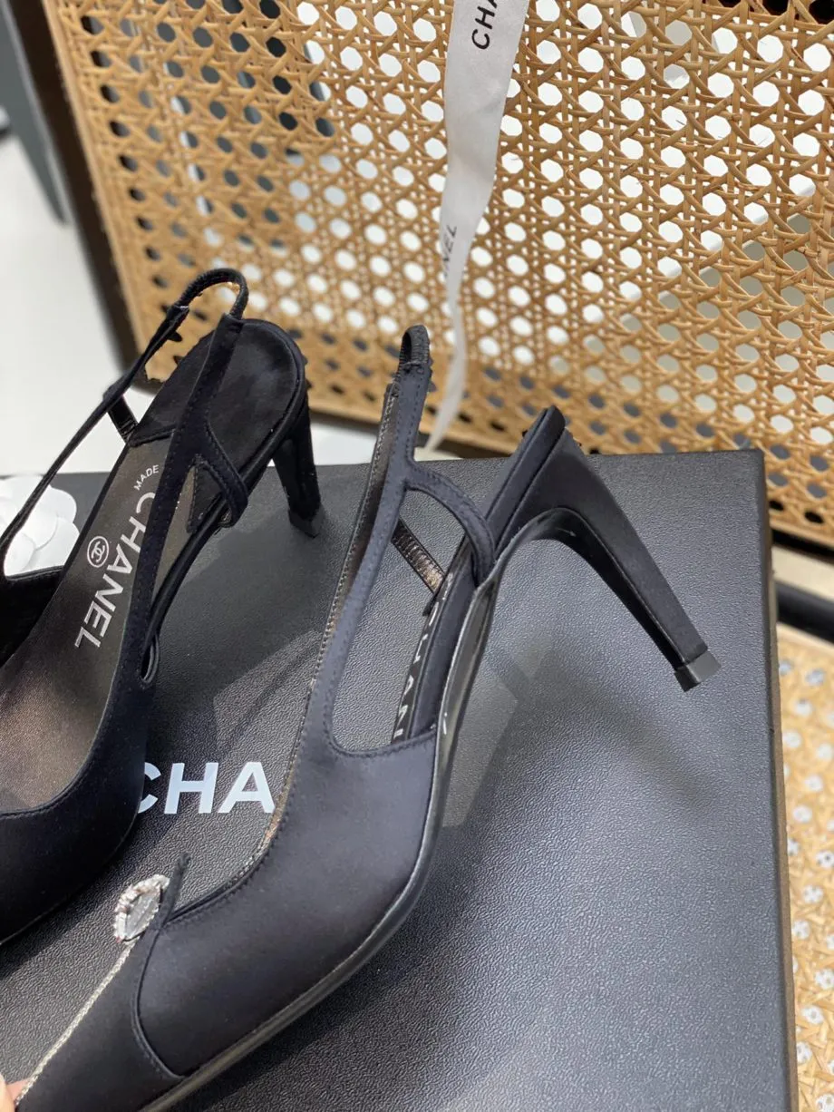 CHL Women's Pumps Heels Satin Black For Women 3in/7.6cm